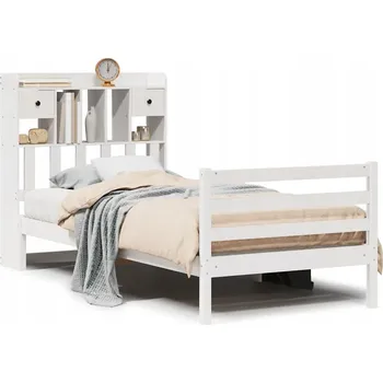 Postel Postel s knihovnou bez matrace bílá 90x200 cm masivní borovice