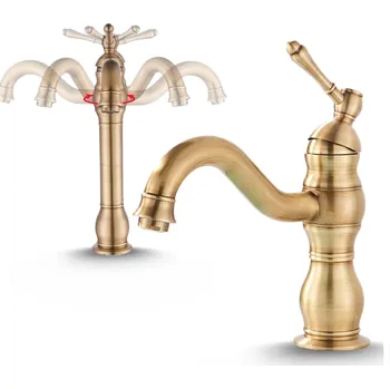 Vodovodní baterie Stojánková umyvadlová baterie Ari Retro zlatá