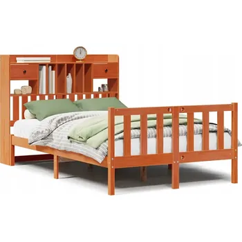 Postel Postel s knihovnou bez matrace 135 x 190 cm masivní borovice