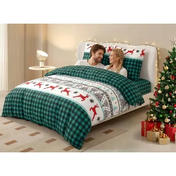 Povlečení POVLEČENÍ VÁNOČNÍ SADA 160x200 + 2 x 70x80cm Oboustranné -