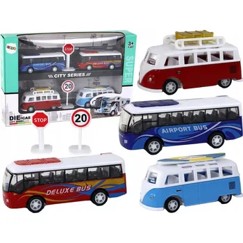 autíčko Karavany Autobusy s Frikčním Pohonem 1:87 4 Kusy