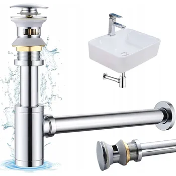 Sifon UMYVADLOVÝ SIFON S VENTILEM KLIK KLAK, NASTAVITELNÁ VÝŠKA, STŘÍBRNÝ