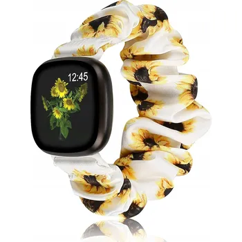 Náramek SCRUNCHIE NÁRAMEK NA HODINKY SE SLUNEČNICEMI PRO FITBIT VERSA 1/2/LITE, TEXTILNÍ