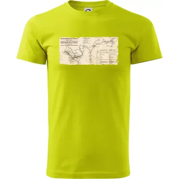 Pánské tričko Mapa Báňské dráhy z Moravské Ostravy do Doubravy - Klasické pánské triko vyšší gramáže - M ( Limetková )