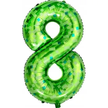 Balónek Fóliový balónek číslice 8 Pixely 100 cm zelený narozeninový
