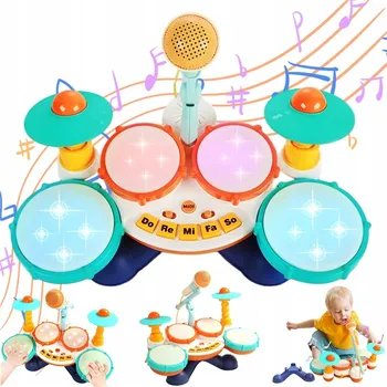 Hudební nástroj pro děti HRAČKA - HUDEBNÍ NÁSTROJ S BICÍ SOUPRAVOU A 2 ČINELY CRASH