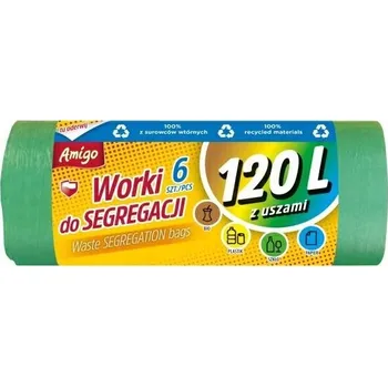 Pytle na odpadky Amigo Zelené pytle na třídění skla 120L 6 Kusů s uchy, odolné
