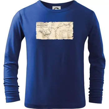 Chlapecké tričko Mapa Báňské dráhy z Moravské Ostravy do Doubravy - Triko dětské Long Sleeve - 122 cm/6 let ( Královská modrá )