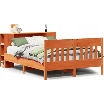 Postel VidaXL Postel s regálem, bez matrace, 150x200 cm, masivní borové dřevo