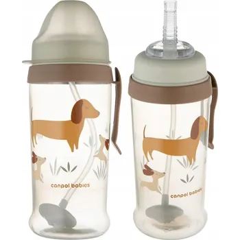Kojenecká láhev Canpol babies lahev na pití nekapající s trubičkou a závažím 350 ml pejsci 9 m+