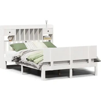 Ložnice Postel s knihovnou bez matrace bílá 160x200 cm masivní borovice