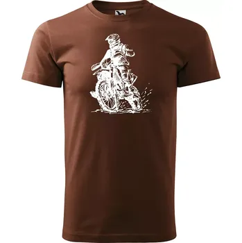 Pánské tričko Sablio Tričko s potiskem pro motorkáře black and white - hnědé S