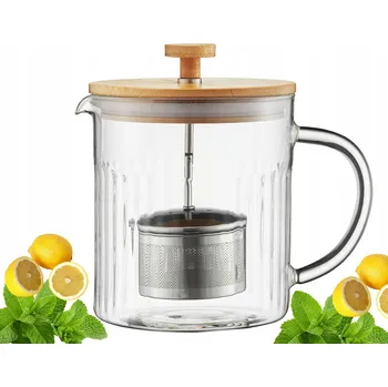 Konvice na čaj SKLENĚNÁ KONVICE S LOUHOVACÍM SÍTKEM, čajník na bylinky a čaj 1,2 L