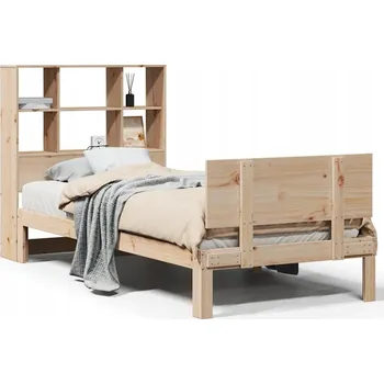 Postel Postel s regálem, bez matrace, 90x190 cm, borovicové dřevo