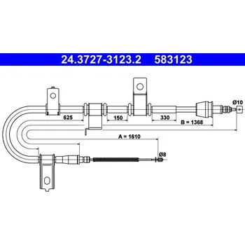 Brzdový systém Tažné lanko, parkovací brzda ATE 24.3727-3123.2