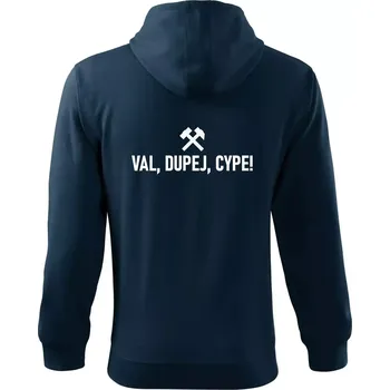 Pánská mikina VAL, DUPEJ, CYPE! - Mikina s kapucí na zip trendy zipper - 2XL ( Námořní modrá (velmi tmavá - téměř černá) )