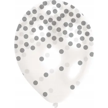 Balónek BALÓNKY s pravým KONFETTI stříbrné VELKÉ x6