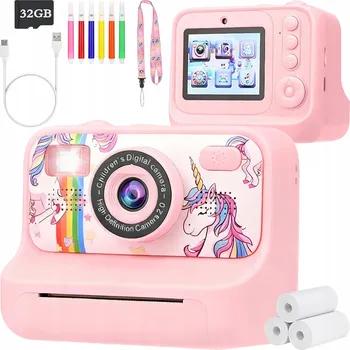 Digitální kompakt Dětský INSTANTNÍ fotoaparát 1080P pro focení, barevné selfie, menu a hry