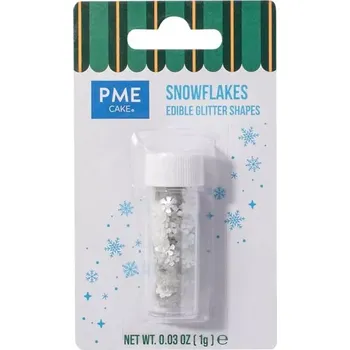 Potravinářské barvivo PME Jedlé třpytky Stříbrné sněhové vločky 1g