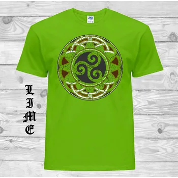 Pánské tričko panske-levne-bavlnene-tricko-digi-potisk-keltsky-kruh-triskel Barva: Lime - limetková, velikost: 140
