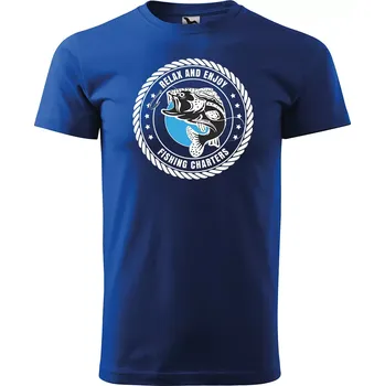 Sablio Tričko s potiskem Relax and enjoy FISHING CHARTERS - modré XL