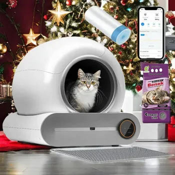 Toaleta pro kočku Toaleta pro kočky K&M samočisticí uzavřená bílá 49,5x48 cm s Wi-Fi