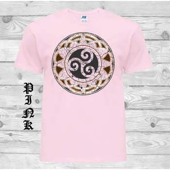 Pánské tričko panske-levne-bavlnene-tricko-digi-potisk-keltsky-kruh-triskel Barva: Pink - růžová, velikost: 128