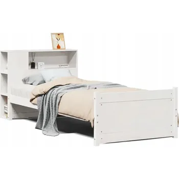 Postel Postel s knihovnou bez matrace bílá 90x190 cm masivní borovice