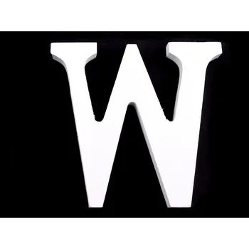 Party dekorace Dřevěná dekorace písmena abecedy, velké, 24 "W" bílá sněžná