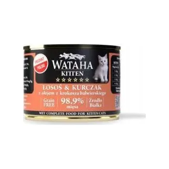 Krmivo pro kočku WATAHA HUNT KITTEN vlhké krmivo kuře, losos a světlicový olej 200g kotě