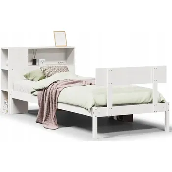 Postel Postel s knihovnou bez matrace bílá 90x200 cm masivní borovice