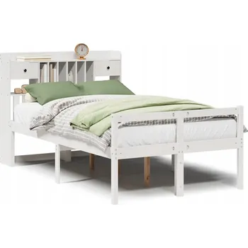 Ložnice Postel s knihovnou bez matrace bílá 135x190 cm masivní borovice