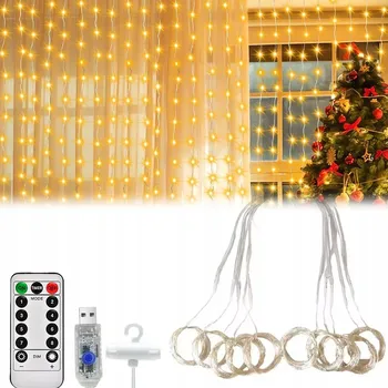 Vánoční dekorace SVĚTELNÝ ZÁVĚS LED Vánoční Světýlka Girlanda na Okno 3x3m