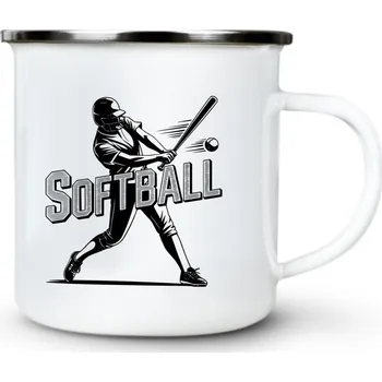 Pánská móda Shadow softball, černý potisk - Plechový hrnek VELKÝ 400ml (500 ml po okraj) - 400 ml