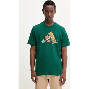 Bavlněné tričko adidas Doodle Hunt Skate Graphic T-Shirt JM6500 zelená 79X, vel. S