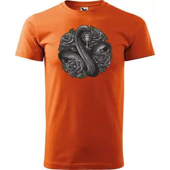 Sablio Tričko s potiskem Hadí objetí - oranžové 5XL