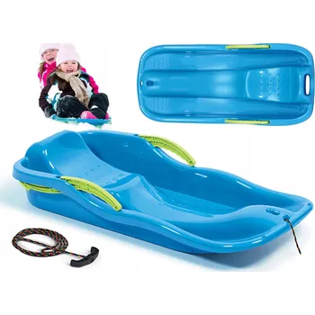 MODRÉ PLASTOVÉ SÁNĚ S BRZDOU, RUKOJETÍ A PROVAZEM NA ZIMU