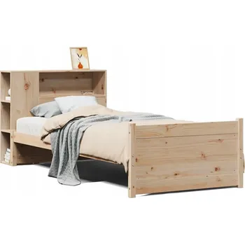 Postel VidaXL Postel s regálem, bez matrace, 90x190 cm, borovicové dřevo