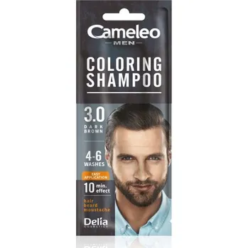 Šampon DELIA Pánský šampon pro tónování vlasů, tónovací šampon CAMELEO MEN, 15 ml, odstín 3.0 C. HNĚDÁ