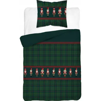 Povlečení Povlečení Vánoční 140x200 Dědečkové Vánoční Kostka Zelená 100% Bavlna