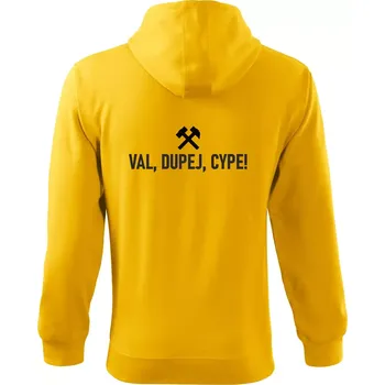 Pánská mikina VAL, DUPEJ, CYPE!﻿ - Mikina s kapucí na zip trendy zipper - 3XL ( Žlutá )