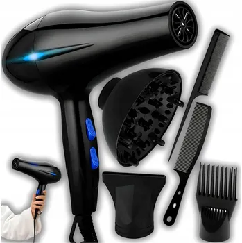 Fén PRO IONIZAČNÍ FÉN 2200W VÝKONNÝ + NÁSTAVCE STUDENÝ TEPLÝ VZDUCH PRO VLASY