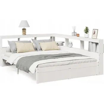 Postel Postel s knihovnou bez matrace bílá 140x200 cm masivní borovice