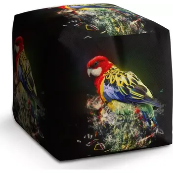 Taburet Sablio Taburet Cube Barevný papoušek: 40x40x40 cm