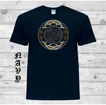 panske-levne-bavlnene-tricko-digi-potisk-keltsky-kruh-triskel Barva: Navy - tmavě modrá, velikost: 164