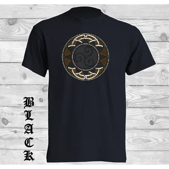 Pánské tričko panske-levne-bavlnene-tricko-digi-potisk-keltsky-kruh-triskel Barva: Black -černá, velikost: 164