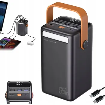 Powerbanka 65W PŘENOSNÁ POWERBANKA USB USB-C RYCHLÉ NABÍJENÍ 50000 MAH ČERNÁ