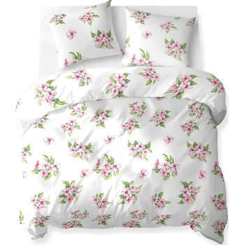 Povlečení Elegantní bavlněné povlečení 160x200 květiny bílo-růžové 66A