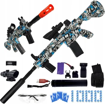 Dětská zbraň KOMPLETNY ZESTAW STRZELECKI S GELOVÝMI KULIČKAMI A AUTOMATICKOU ZBRAŇ PRO ÚČELY