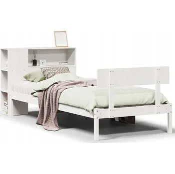 Postel Postel s knihovnou bez matrace bílá 90x190 cm masivní borovice